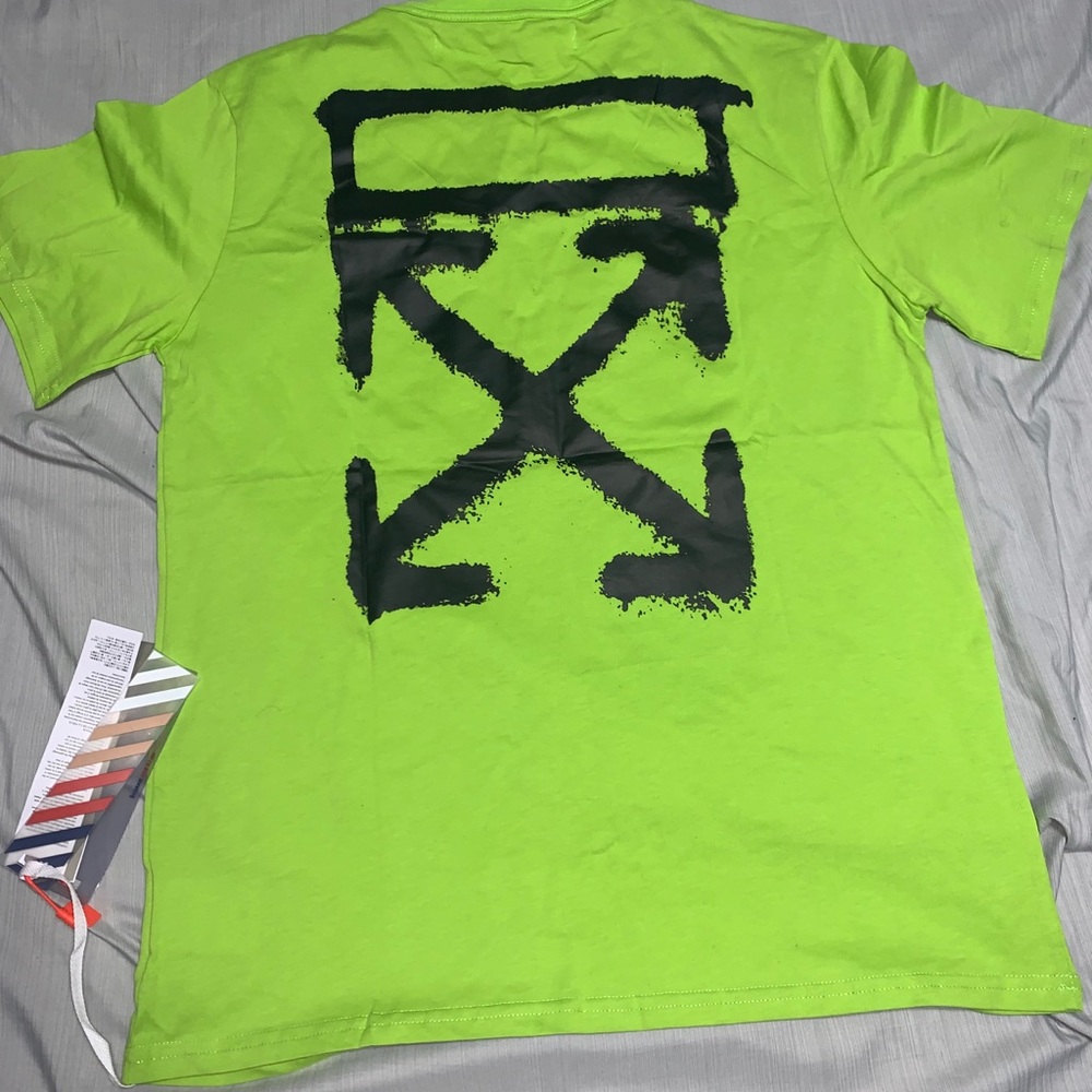 ❎ OFF-WHITE ❎ Acid Green Spray Painting Tee